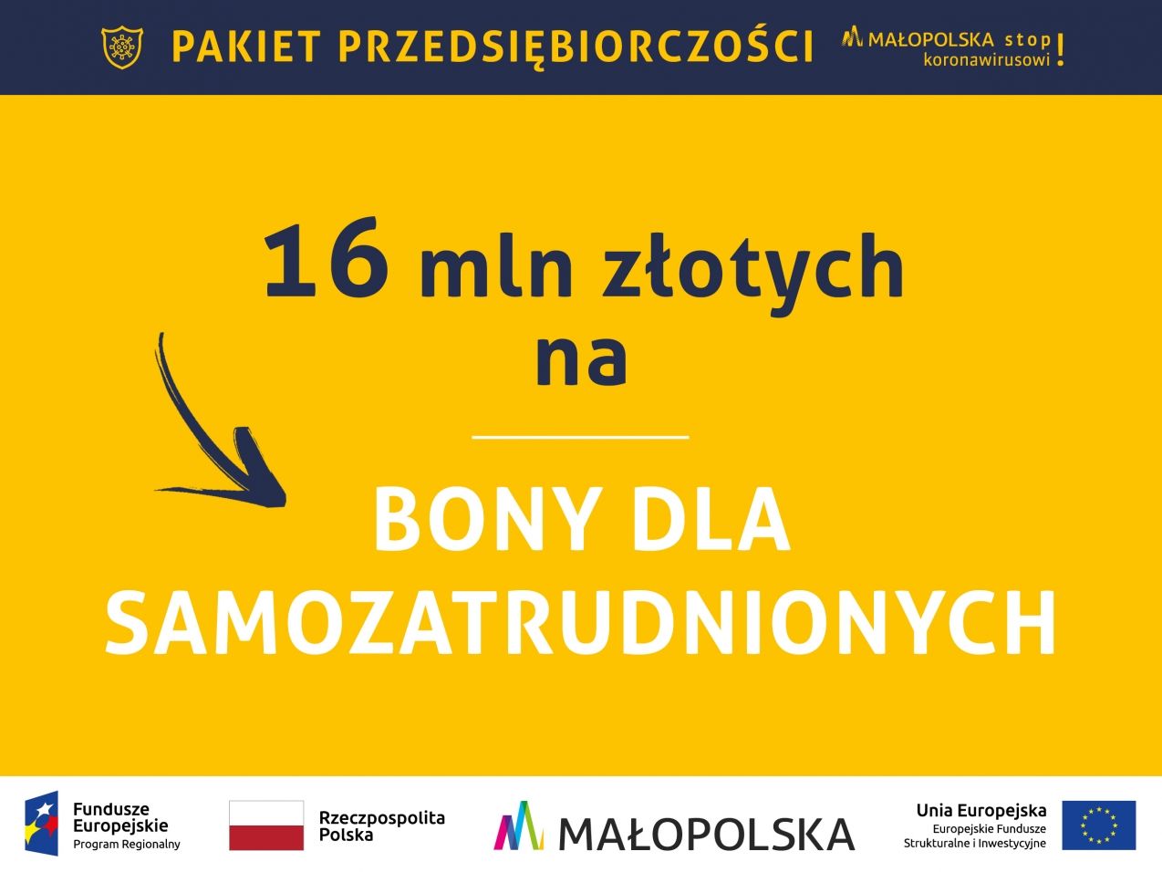 Bon dla samozatrudnionych – w ramach pakietu przedsiębiorczości Małopolskiej Tarczy Antykryzysowej