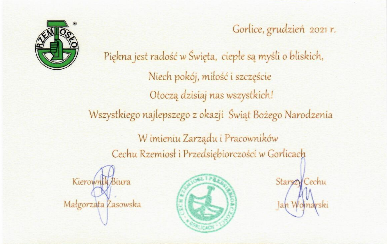Życzenia świąteczno-noworoczne 2021
