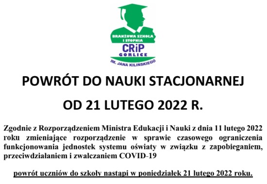 Powrót do nauki stacjonarnej od 21 lutego
