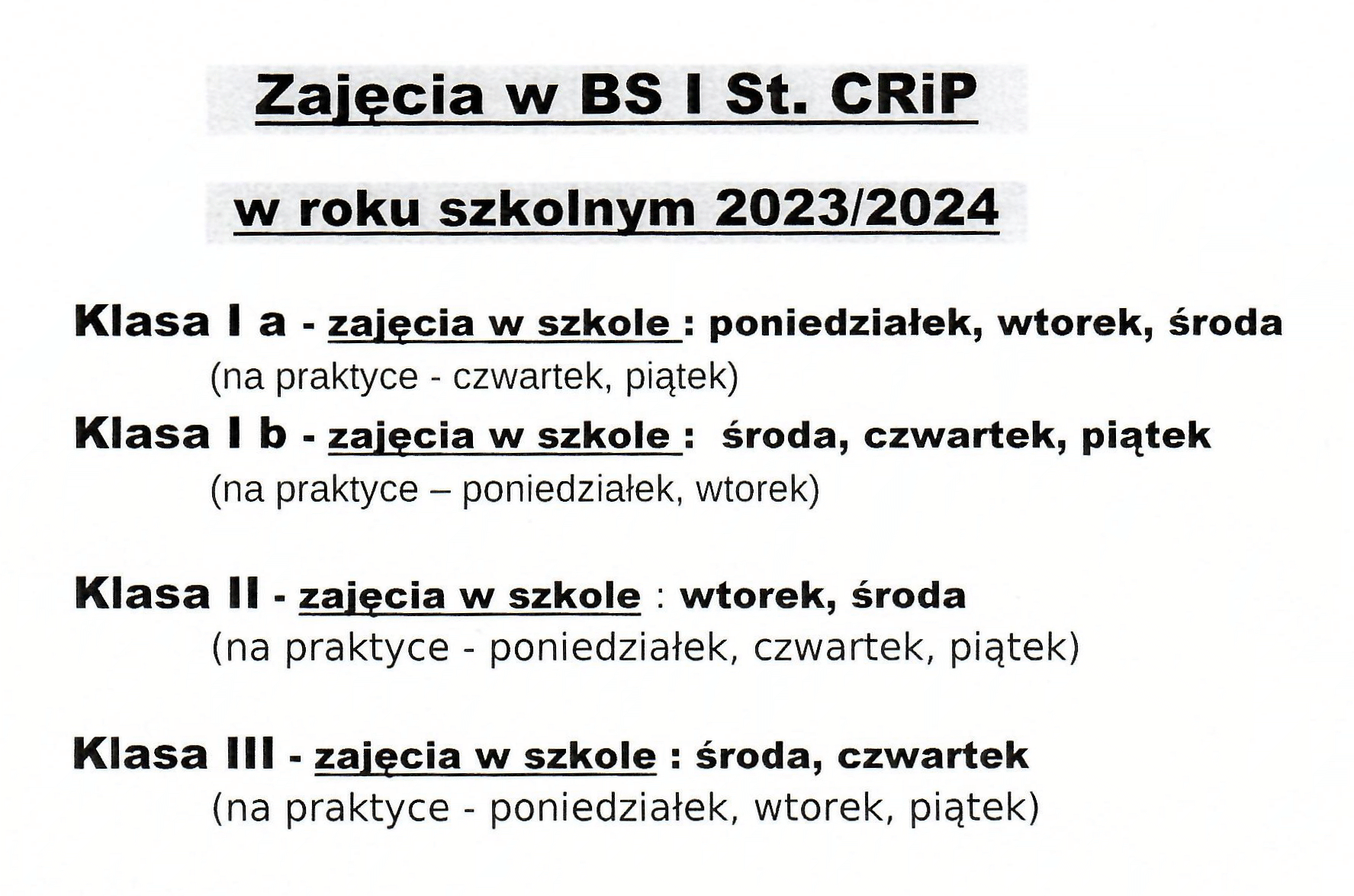 Plan zajęć szkolnych 2023/2024